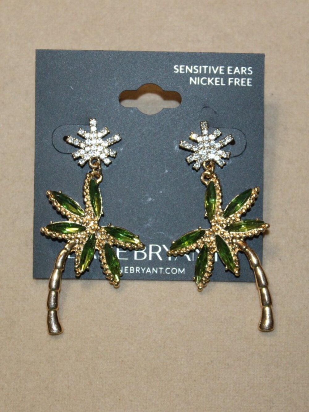 NWT Lane Bryant Rhinestone palm tree earrings   CUTE! NICE! - Picture 5 of 8